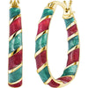 Women's Colorful Copper Geometric Hoop Earrings With Festive Christmas Elements And Fashionable Office Lady Style