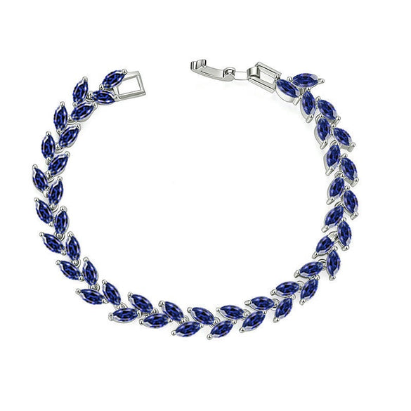 Women's Colorful Crystal Zircon Rhombus Patterned Electroplated Willow Leaf Bracelet Wholesale Fashion Jewelry