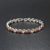 Women's Colorful Crystal Zircon Rhombus Patterned Electroplated Willow Leaf Bracelet Wholesale Fashion Jewelry