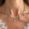 Women's Colorful Diamond Geometric Pendant Necklace With Alloy Metal Chain Single Layer Design And Plated Finish
