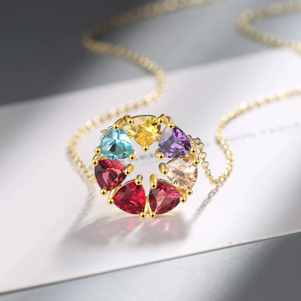 Women's Colorful Diamond Zircon Short Clavicle Chain Necklace With Geometric Design Copper O Chain