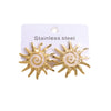 Women's Colorful Enamel Sunflower Earrings In Stainless Steel With Spiral Geometric Design