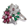 Women's Colorful Floral Statement Ring In Zinc Alloy With Electroplated Finish For Bridal Fashion Jewelry Wholesale