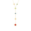 Women's Colorful Geometric Square Glass Stone And Stainless Steel Ferris Wheel Yshaped Electroplated Necklace