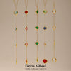 Women's Colorful Geometric Square Glass Stone And Stainless Steel Ferris Wheel Yshaped Electroplated Necklace