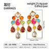 Women's Colorful Geometric Teardrop Gemstone Tassel Earrings Zinc Alloy Electroplated Light Luxury Jewelry With Steel Posts