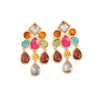 Women's Colorful Geometric Teardrop Gemstone Tassel Earrings Zinc Alloy Electroplated Light Luxury Jewelry With Steel Posts