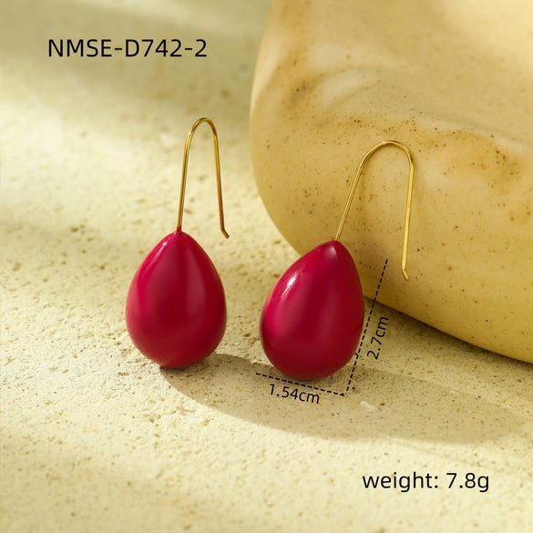 Women's Colorful Oildrip Nonfading Titanium Steel And Stainless Steel 18K Electroplated Drop Shape Earrings