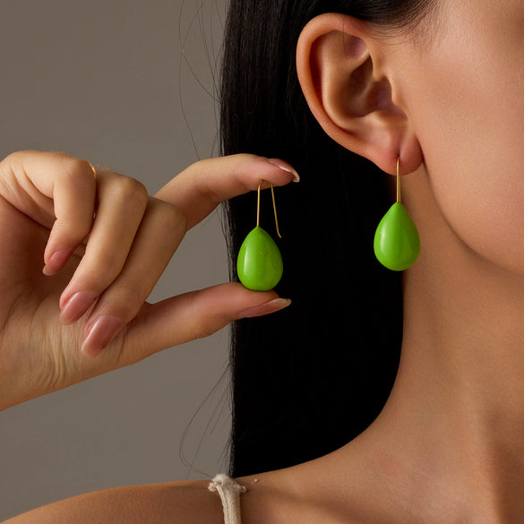 Women's Colorful Oildrip Nonfading Titanium Steel And Stainless Steel 18K Electroplated Drop Shape Earrings
