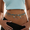 Women's Colorful Seed Bead Elastic Waist Chain With Irregular Stone Details Multiloop Vacation Style Body Chain