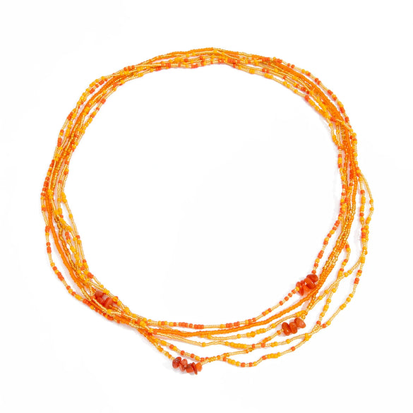 Women's Colorful Seed Bead Elastic Waist Chain With Irregular Stone Details Multiloop Vacation Style Body Chain