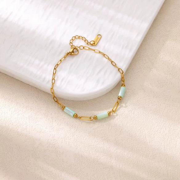 Women's Colorful Shell Bead Dopamine Bracelet Stainless Steel Electroplated