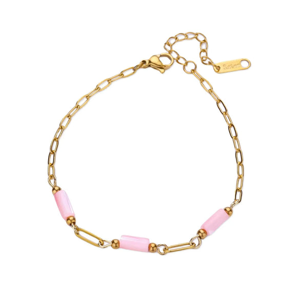 Women's Colorful Shell Bead Dopamine Bracelet Stainless Steel Electroplated