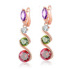 Women's Colorful Zircon Flower Earrings Natural Floral Design With Crystal Inlay Elegant Fashion Jewelry