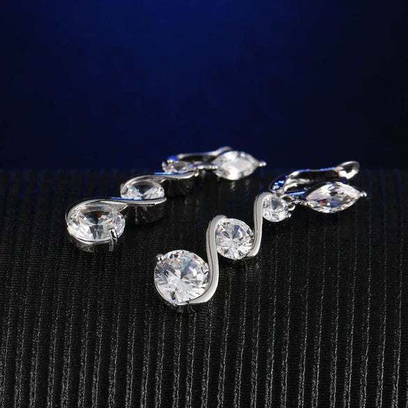 Women's Colorful Zircon Flower Earrings Natural Floral Design With Crystal Inlay Elegant Fashion Jewelry