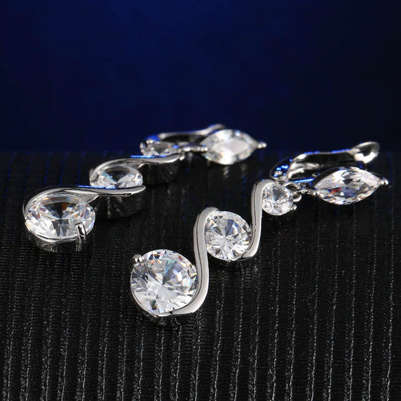 Women's Colorful Zircon Flower Earrings Natural Floral Design With Crystal Inlay Elegant Fashion Jewelry