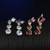 Women's Colorful Zircon Flower Earrings Natural Floral Design With Crystal Inlay Elegant Fashion Jewelry