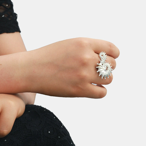 Women's Conch Ring Alloy Wave Pattern Electroplated Summer Beach Ocean Style