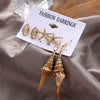 Women's Conch Series Earrings Mixed Material Geometric Inlaid With Pearls Seaside Beach Style