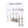Women's Conch Series Earrings Mixed Material Geometric Inlaid With Pearls Seaside Beach Style