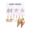 Women's Conch Series Earrings Mixed Material Geometric Inlaid With Pearls Seaside Beach Style