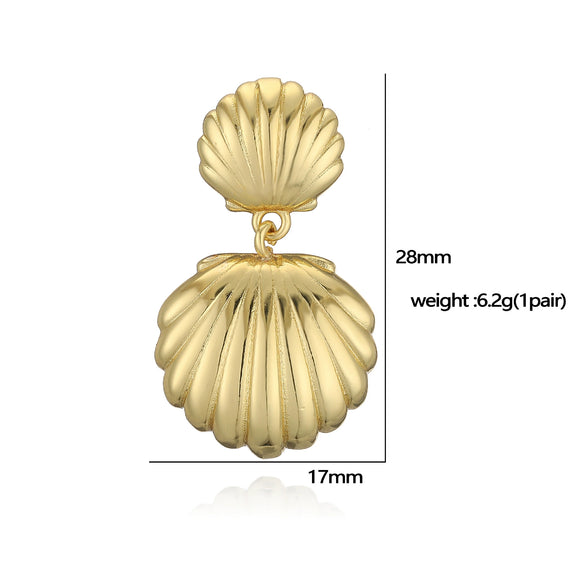 Women's Conch Shell Earrings Copper With Zirconia Animal Zodiac Style