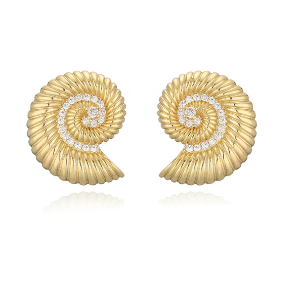 Women's Conch Shell Earrings Copper With Zirconia Animal Zodiac Style