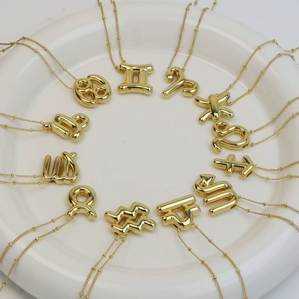 Women's Constellation Fashion Pendant Necklace Copper Brass Electroplating Clip Bead Chain