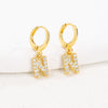 Women's Copper Allmatch Circle Ear Buckle Earrings With Letters Numbers Text Pattern Electroplated