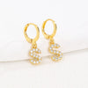 Women's Copper Allmatch Circle Ear Buckle Earrings With Letters Numbers Text Pattern Electroplated