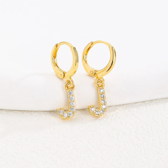 Women's Copper Allmatch Circle Ear Buckle Earrings With Letters Numbers Text Pattern Electroplated