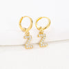 Women's Copper Allmatch Circle Ear Buckle Earrings With Letters Numbers Text Pattern Electroplated