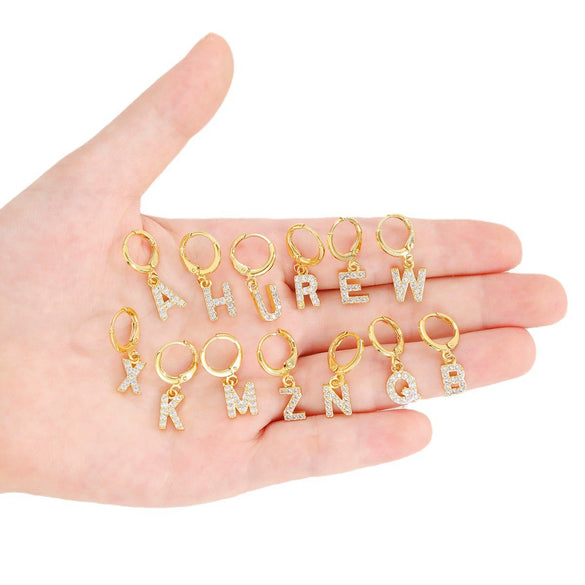 Women's Copper Allmatch Circle Ear Buckle Earrings With Letters Numbers Text Pattern Electroplated