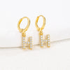 Women's Copper Allmatch Circle Ear Buckle Earrings With Letters Numbers Text Pattern Electroplated