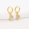 Women's Copper Allmatch Circle Ear Buckle Earrings With Letters Numbers Text Pattern Electroplated