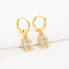 Women's Copper Allmatch Circle Ear Buckle Earrings With Letters Numbers Text Pattern Electroplated