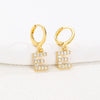 Women's Copper Allmatch Circle Ear Buckle Earrings With Letters Numbers Text Pattern Electroplated
