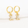 Women's Copper Allmatch Circle Ear Buckle Earrings With Letters Numbers Text Pattern Electroplated