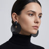 Women's Copper Alloy Circular Geometric Stud Earrings With Electroplated Metallic Finish And Exaggerated Fashion Style