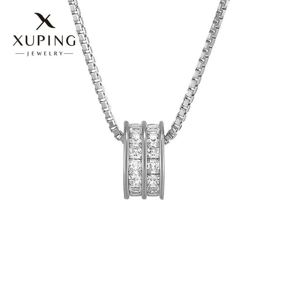 Women’s Copper Alloy Electroplated Geometric Pendant Clavicle Chain Necklace With Artificial Gem Accent
