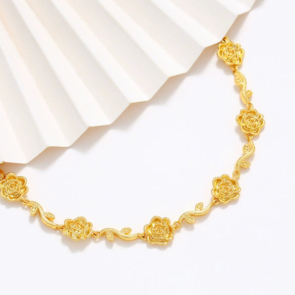 Women's Copper Alloy Gold Plated Frosted Flower Style Bracelet