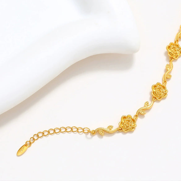 Women's Copper Alloy Gold Plated Frosted Flower Style Bracelet