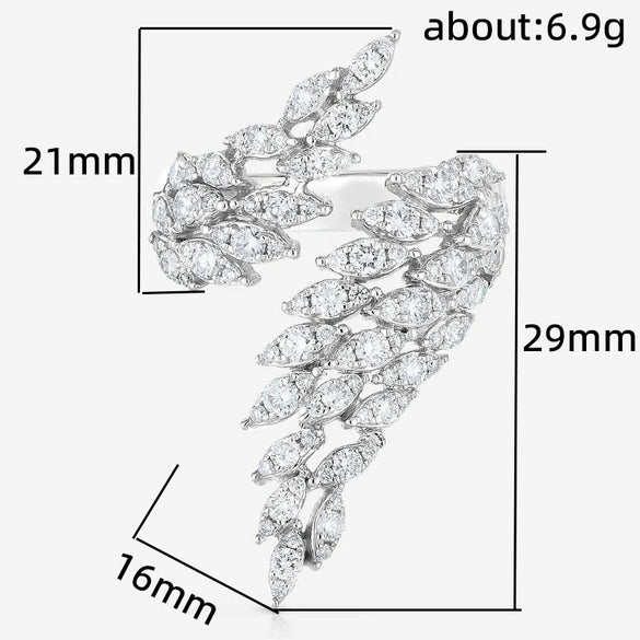 Women's Copper Angel Feather Zodiac Animals Inlaid Zircon Open Ring