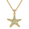 Women's Copper Animal Pendant Necklace With Crab And Starfish Design Electroplated O Shaped Clavicle Chain Casual Cute Jewelry