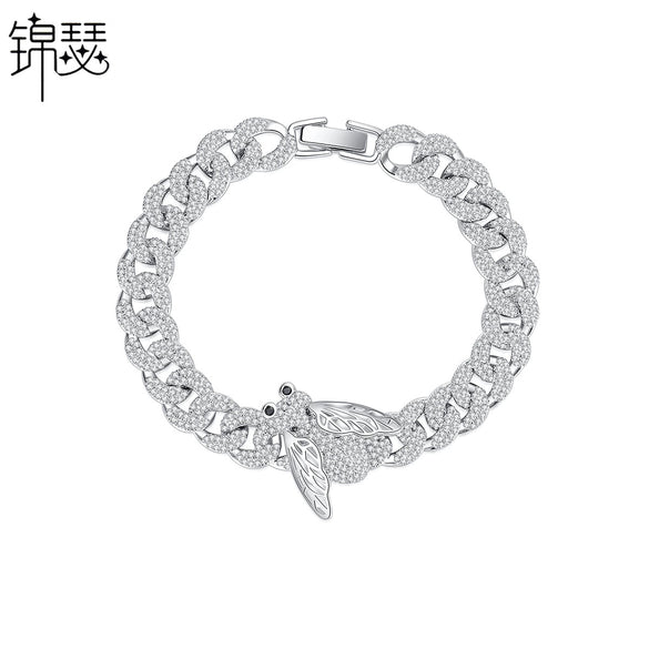 Women's Copper Animal Zodiac Bracelet With Zircon Inlay And Link Chain Fashion Jewelry