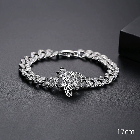 Women's Copper Animal Zodiac Bracelet With Zircon Inlay And Link Chain Fashion Jewelry