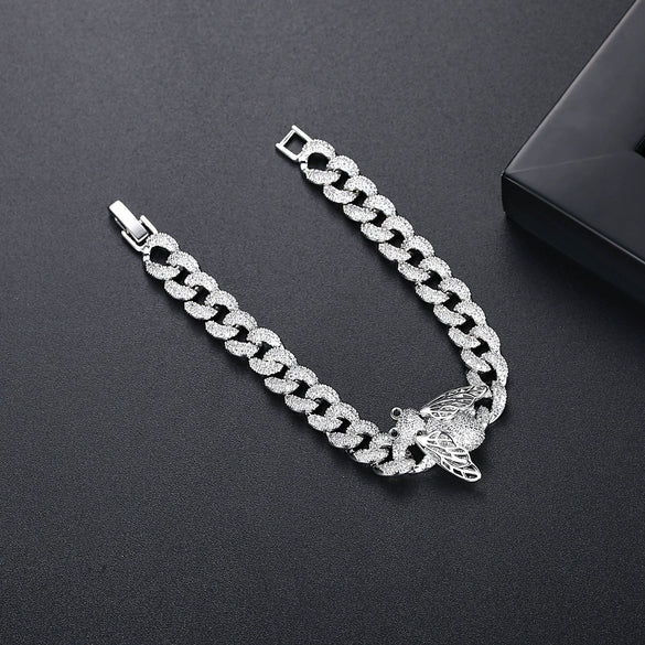 Women's Copper Animal Zodiac Bracelet With Zircon Inlay And Link Chain Fashion Jewelry