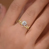 Women's Copper Antler Inlay Zirconia Ring With Animal Inspired Design And Light Luxury Fashion Style