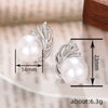 Women's Copper Banana Leaf Geometric Zirconia Earrings Imitation Pearl Lady Style