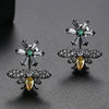 Women's Copper Bee And Flower Earrings With Zircon Accents Electroplated Animal Inspired Fashion Jewelry